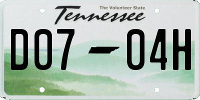 TN license plate D0704H