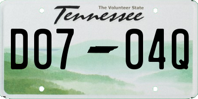 TN license plate D0704Q