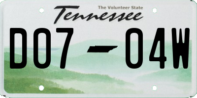 TN license plate D0704W