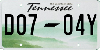TN license plate D0704Y