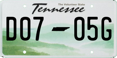 TN license plate D0705G