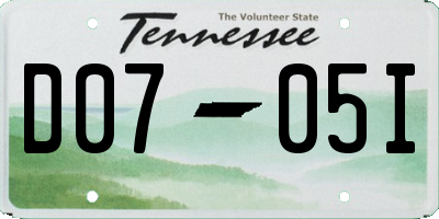 TN license plate D0705I