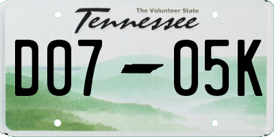 TN license plate D0705K