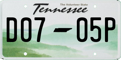 TN license plate D0705P