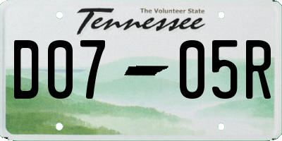 TN license plate D0705R