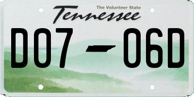 TN license plate D0706D