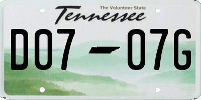 TN license plate D0707G