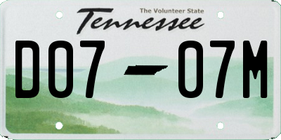 TN license plate D0707M