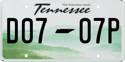 TN license plate D0707P