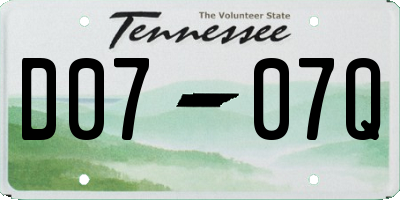 TN license plate D0707Q