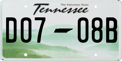 TN license plate D0708B