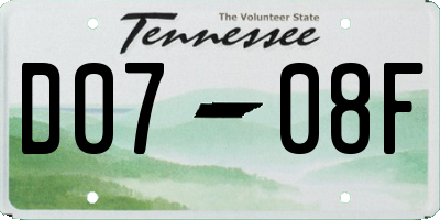 TN license plate D0708F
