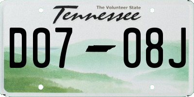 TN license plate D0708J