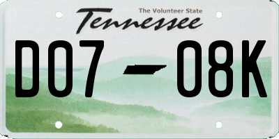 TN license plate D0708K