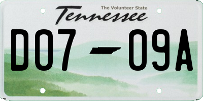 TN license plate D0709A
