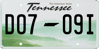 TN license plate D0709I