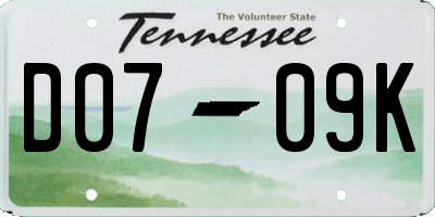 TN license plate D0709K