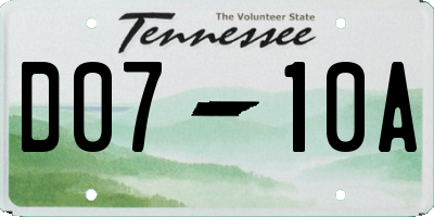 TN license plate D0710A