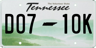 TN license plate D0710K