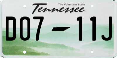 TN license plate D0711J
