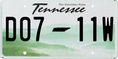 TN license plate D0711W