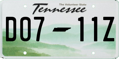 TN license plate D0711Z