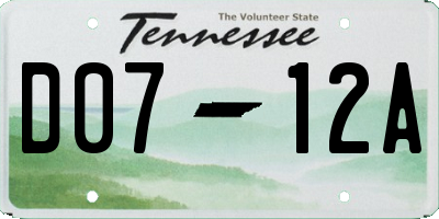 TN license plate D0712A