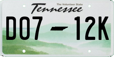 TN license plate D0712K
