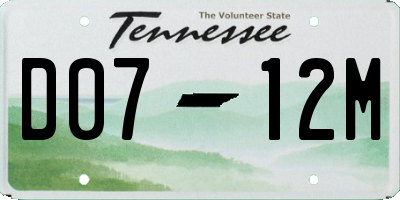 TN license plate D0712M