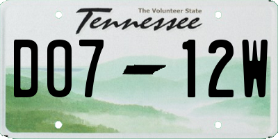 TN license plate D0712W