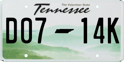 TN license plate D0714K