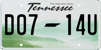 TN license plate D0714U