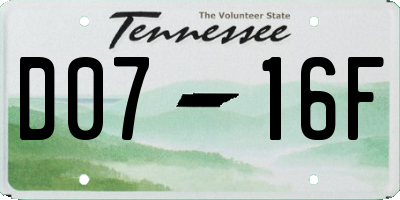 TN license plate D0716F