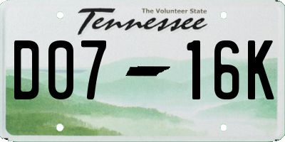 TN license plate D0716K