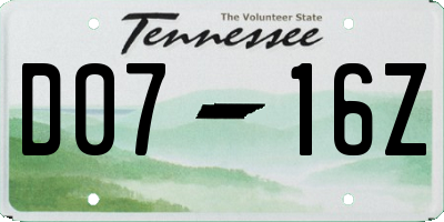 TN license plate D0716Z