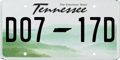 TN license plate D0717D