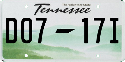 TN license plate D0717I