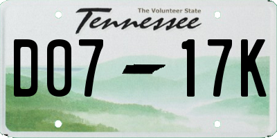 TN license plate D0717K