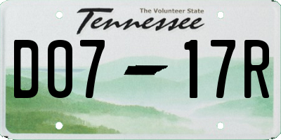 TN license plate D0717R