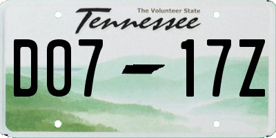 TN license plate D0717Z