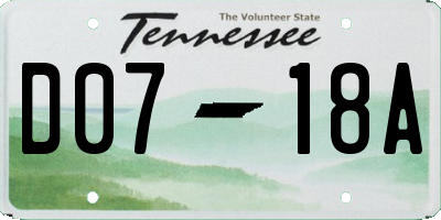 TN license plate D0718A