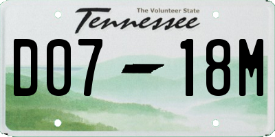 TN license plate D0718M