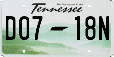 TN license plate D0718N