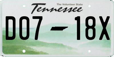 TN license plate D0718X