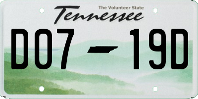 TN license plate D0719D