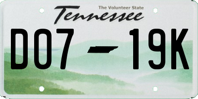 TN license plate D0719K