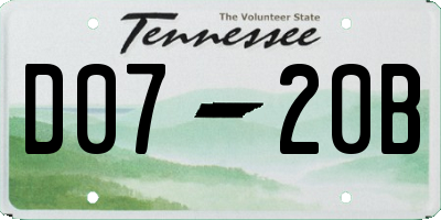 TN license plate D0720B