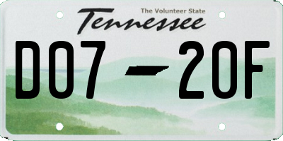 TN license plate D0720F