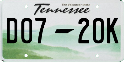 TN license plate D0720K