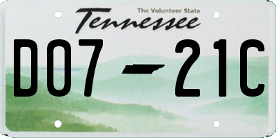 TN license plate D0721C